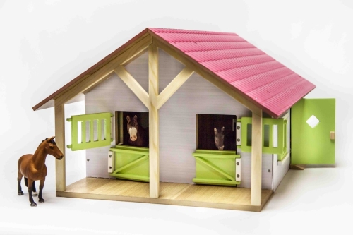 Kids Globe Horse Stall pink mit 2 Boxen und Abstellraum 1:24